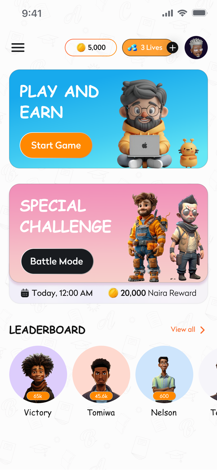 EduMillionaire home dashboard