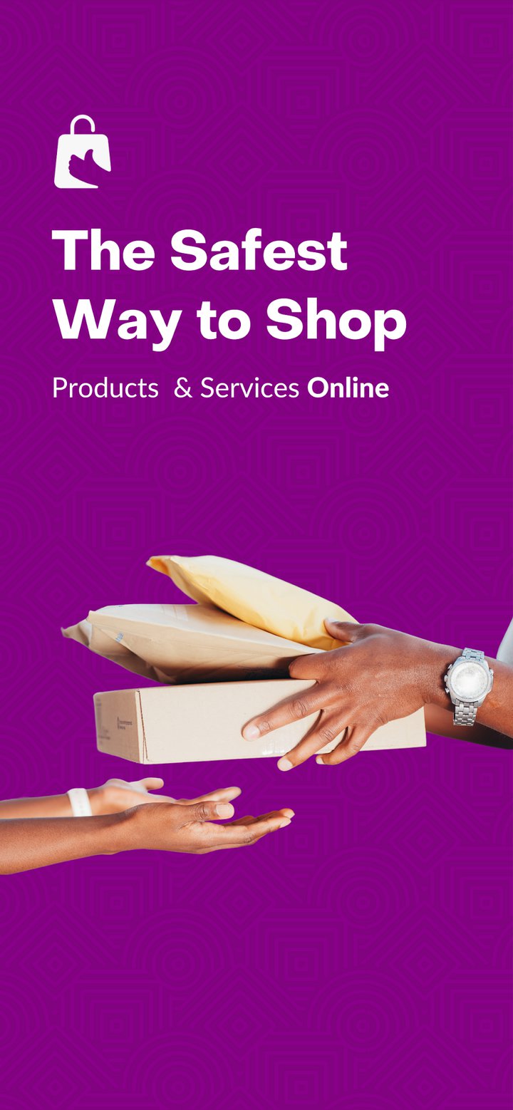 FixMe app store screen introducing safe online shopping for products and services