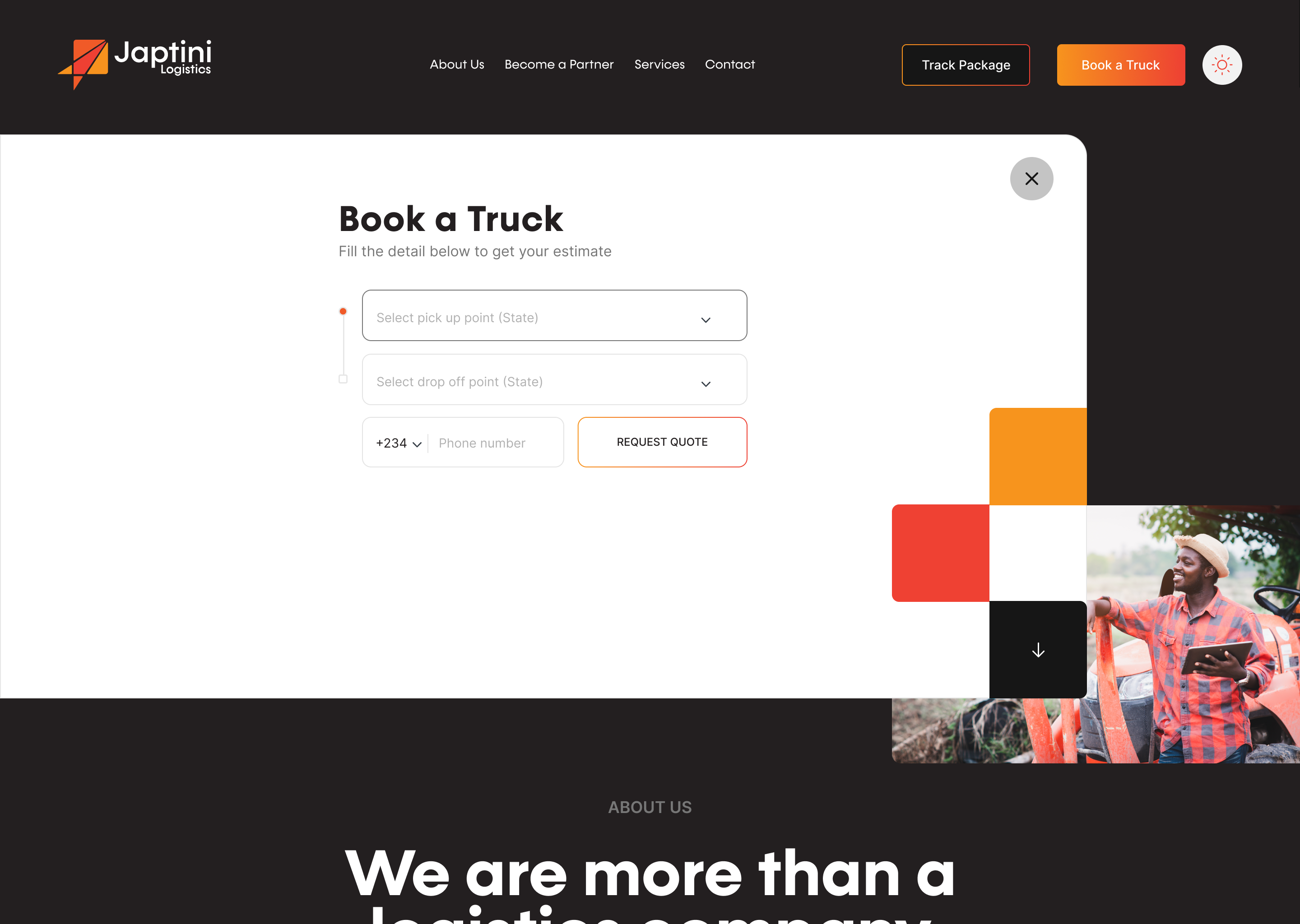 Book a Truck — Dark Mode