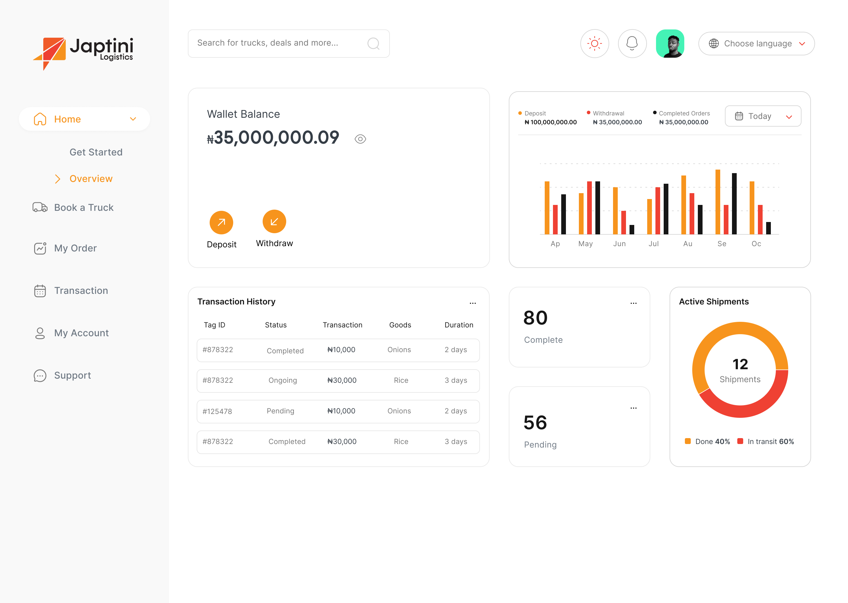 Partner Mobile App: Truck owner jobs and wallet