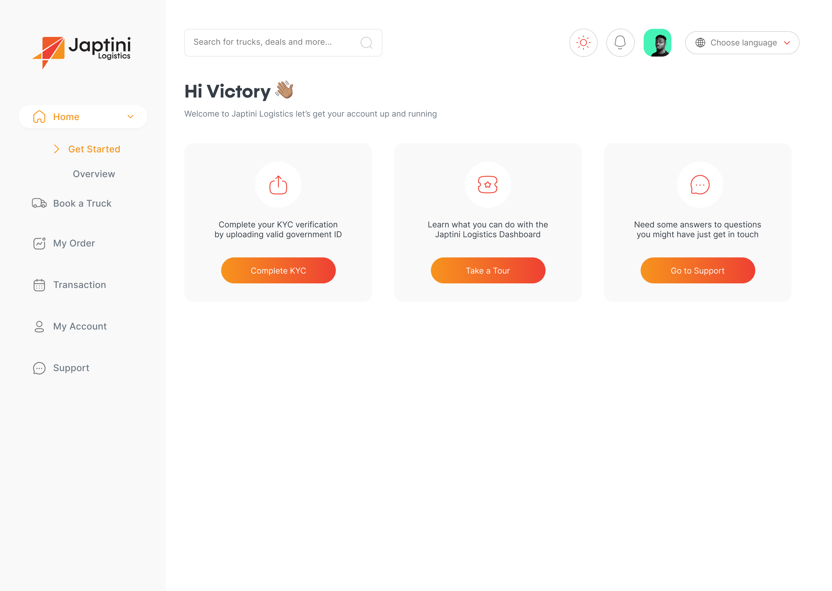 Japtini — Customer Web App Homepage