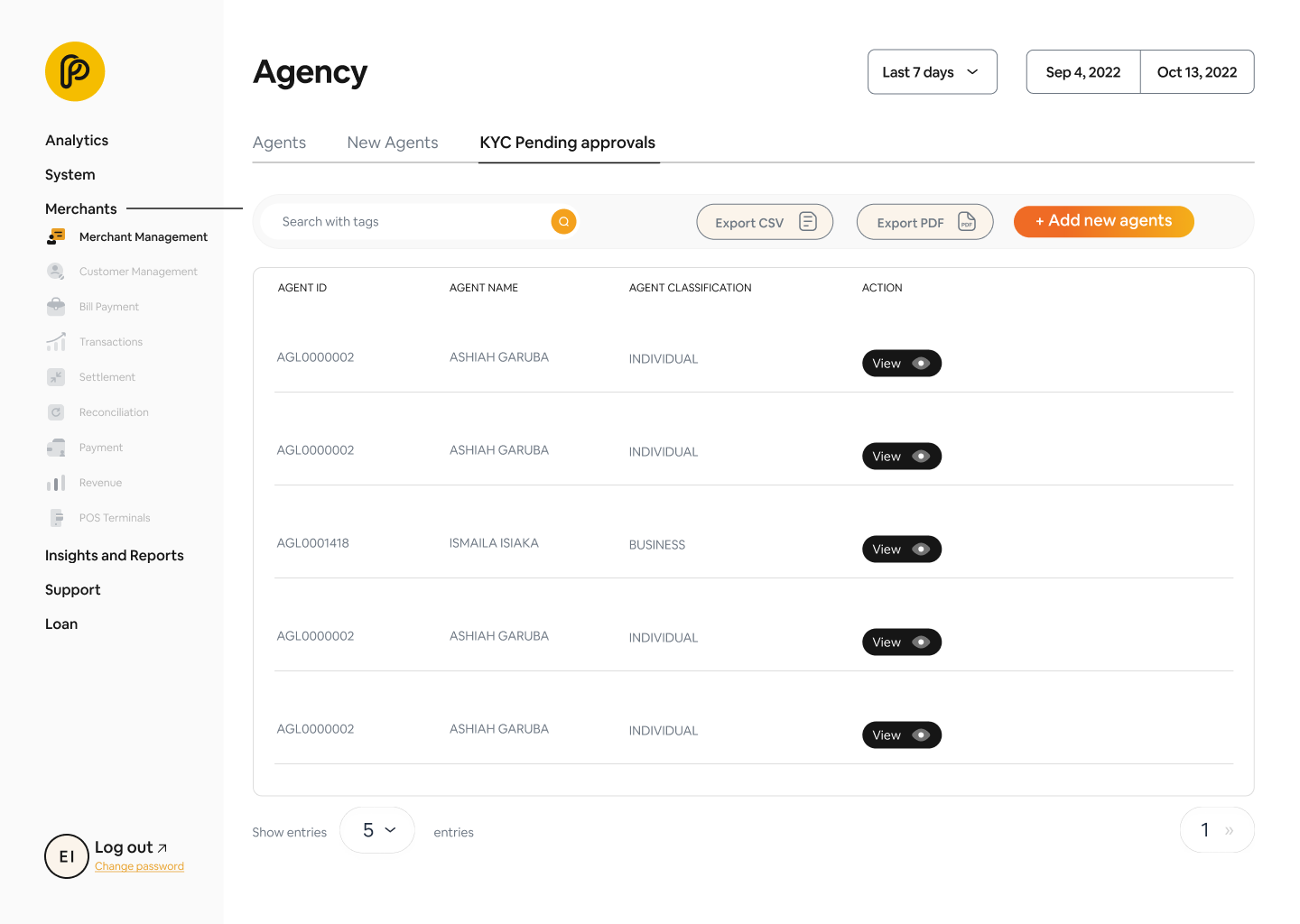 Agency: KYC Pending Approvals