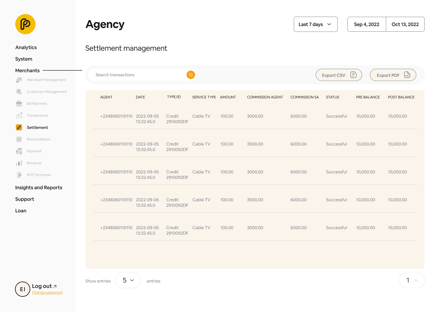 Agency: Settlement Management