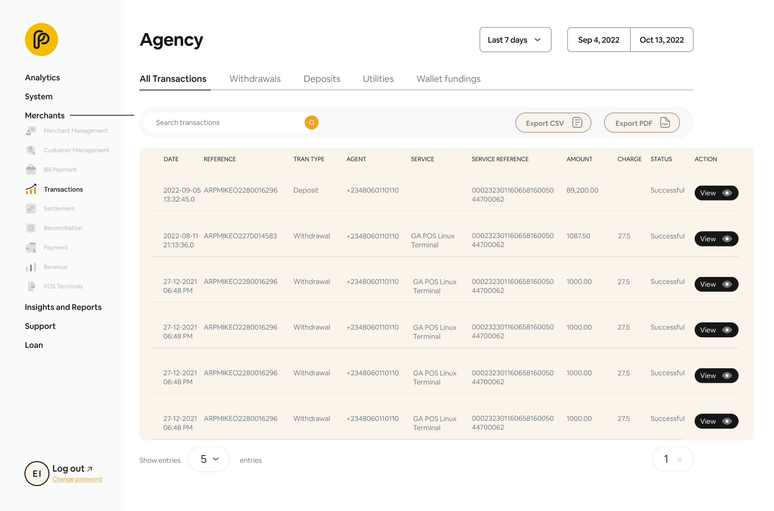 Agency: Transactions
