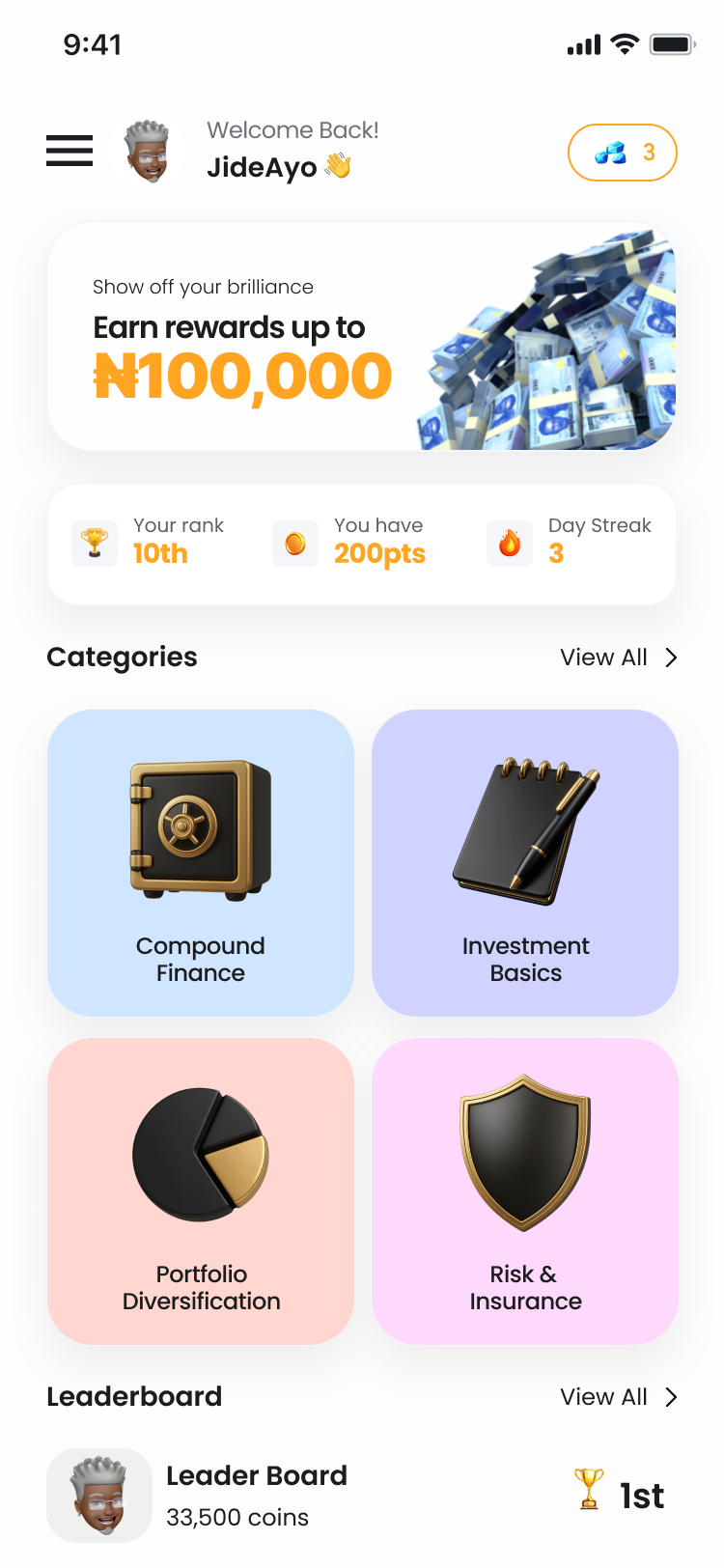 Cash Rush dashboard