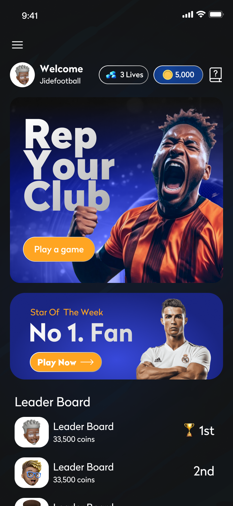 Rep Your Club homepage
